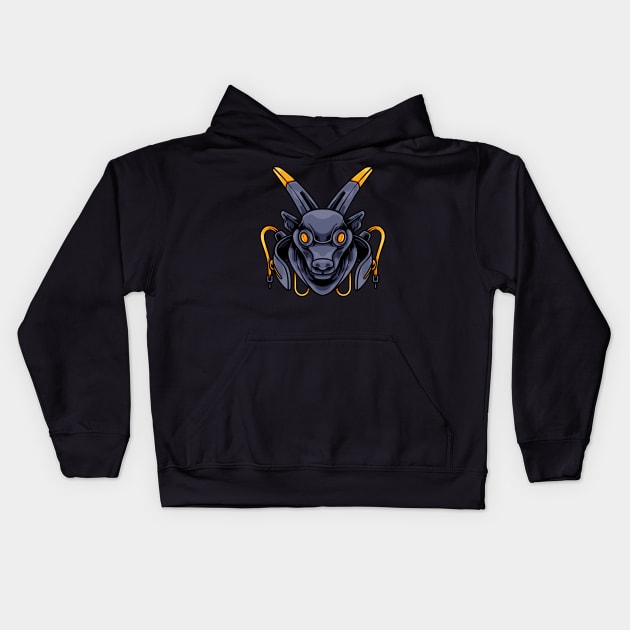 Cyber Goat Kids Hoodie by andhiika